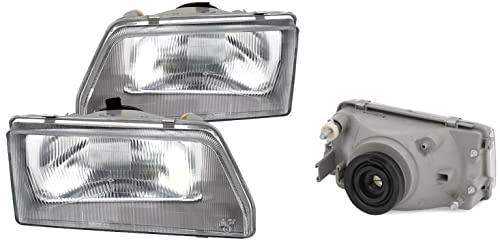 EASYSHOP24H Set 2 Faro Fanale Proiettore Anteriore Destro Sinistro Per Cinquecento 500 dal 1992 al 1999 Alogeno H4 Gruppo Ottico Luce Fanalino Regolazione Manuale Parabola Grigia