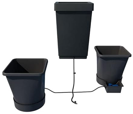 AutoPot 2Pot XL System with 6.6 Gal Plastic Pots and 12.4 Gal Tank (*Includes AIRBASES and AIRDOMES) Self-Watering, Gravity-Fed Hydroponic System (2PotXL - 6.6 Gal - 12.4 Gal Tank) Indoor, Black