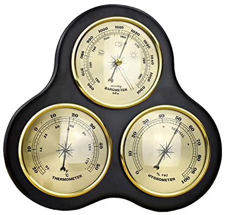 RUNLAIKEJI Barometer, hängendes 3-in-1-Barometer, Barometer, Wetterinstrumente, Luftdruckmessgerät für Zuhause, Barometer-Thermometer, Hygrometer, Wetterstation mit Holzrahmen