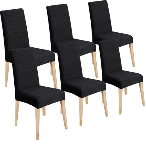 LANSHENG Stuhlhussen 6er Set, Waschbar Stuhlbezug Schwingstühle, Schwarz | Stretch Stuhlhussen Schwingstühle, Universal Hussen für Stühle, Küchen, Restaurants und Hotels