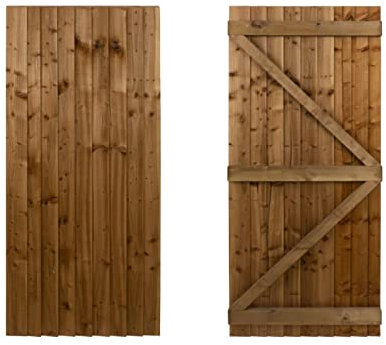 Featheredge Wooden Garden and Side Gates (v1) (H-1500, W-600, Brown Finish)