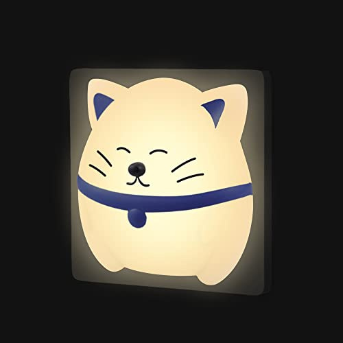 Kids Night Light Plug in Wall, Photocell, Cat Lamp for Nursery