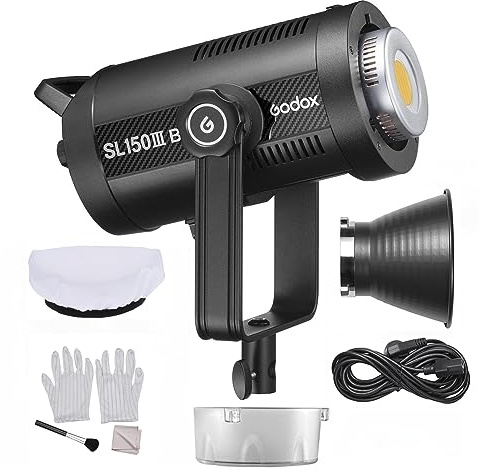 Godox SL150IIIBi 160 W Studio-LED-Videoleuchte 2800 K–6500 K Fotolicht 9 FX-Lichteffekte CRI96, TLCI97 Bowens-Mount-APP-Fernbedienung für Live-Streaming, Porträtprodukt