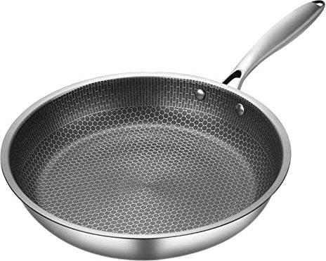 MBROS Padella Antiaderente Premium Padelle Antiaderenti Da 30 Cm Padella A Induzione, Acciaio Inossidabile Adatto A Tutti I Piani Cottura Compresa L'induzione,30cm
