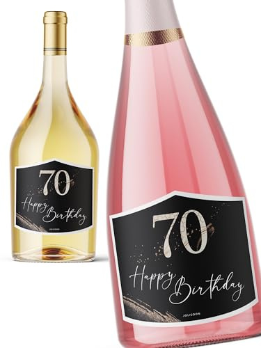 JoliCoon 70. Geburtstag Flaschenetikett, 9,3x7,8cm, Perlmuttlack veredelt | Strukturiertes Perlmuttpapier, selbstklebend, zuverlässige Haftung, für Wein-, Sekt-, Prosecco- und Geschenkflaschen