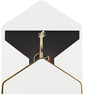 Schwarze Gitarre bedruckte Grußkarten, 11,4 x 15,2 cm, blanko Karten mit Umschlägen für alle Anlässe, Geburtstag, Glückwünsche, Hochzeit