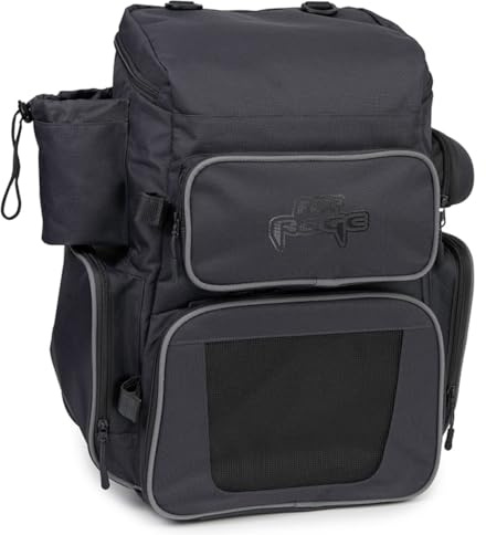 Fox Rage Ruck Sack Sac à dos, 29 x 24 x 50 cm, pour la pêche au lancer, sac de transport pour leurres artificiels et accessoires de pêche, Noir , Sac à dos