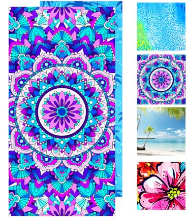 JAODFK Strandtuch Mikrofaser Beach Towel Badetuch Sandfrei XXL Schnelltrocknend Strandhandtuch Damen Groß Strandtücher Sommer Zubehör Handtuch Strand Mädchen Geschenke für Damen 180 * 80 Lila Datura