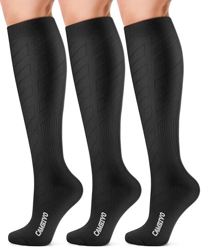 3 Paar Kompressionsstrümpfe Herren Damen, Stützstrümpfe, Compression Socks, Kompressionssocken, Thrombosestrümpfe für Erholung, Laufen, Reise, Flug, Shifahren, Alltag