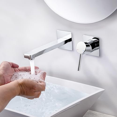 ARCORA Concealed Bathroom tap, Concealed Copper Basin Mixer 2-Hole Concealed Basin Mixer with Removable Aerator tap Black for Bathroom washbasin，Chrome