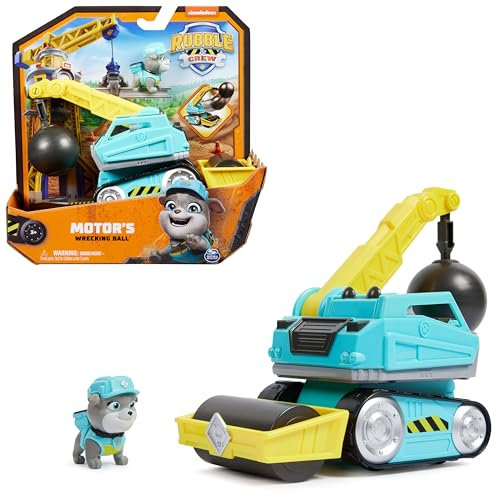 Rubble & Crew, Veicolo da lavoro di Motor, Palla demolitrice con personaggio da collezione, giocattoli per bambini dai 3 anni in su