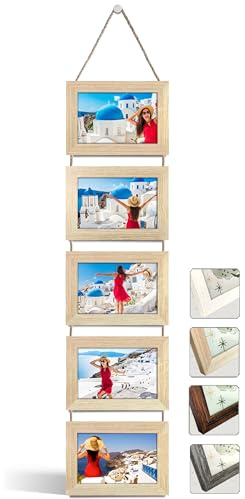 Cadre Photo Pêle Mêle Photo Mural Deco Maison (Chêne, 5 Paysage 10x15cm)