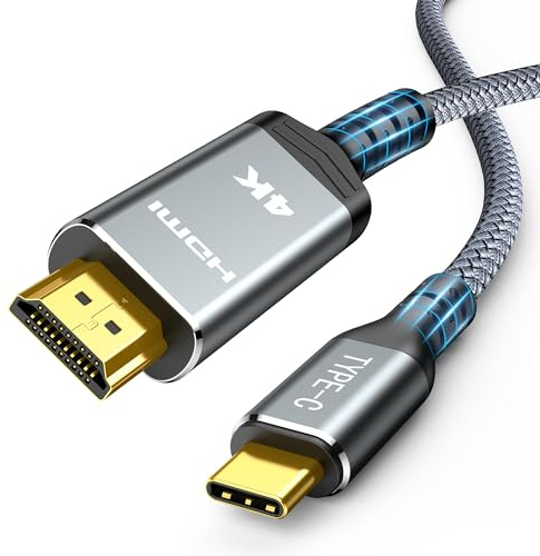 Highwings USB C auf HDMI Kabel 4K 0.5M, USB C HDMI Kabel UHD Thunderbolt 3 Kompatibel für iPhone 15 Pro/Plus/Max, für MacBook Pro/Air, für iPad Pro/Air, für Surface, für Galaxy usw