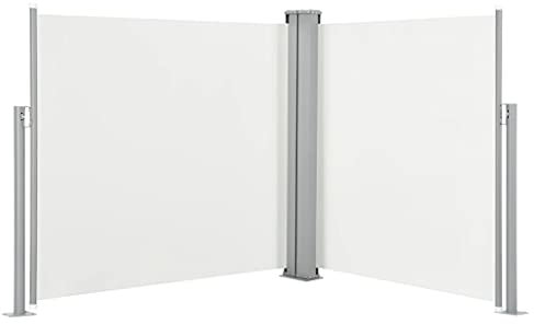 Kavolet Seitenmarkise 100x600 cm Markise Ausziehbare in Creme, Blickdicht Sichtschutz für Garten Balkon & Terrasse Seitenrollo Sonnenschutz Windschutz Wasserdicht Balkonfächer Vertikalmarkise