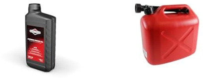 Briggs & Stratton 100007E Huile Moteur SAE 30, 1.0 litre & Jerrican 10L - Jerrican Plastique avec Bec Verseur - Norme UN Pour Transport de Matières Dangereuses