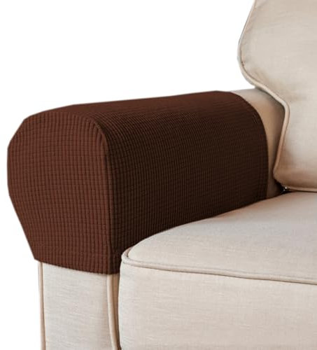 XXIUDEE Waschbare Sofa-Armlehnenschoner, Stuhl-Armlehnenbezüge, Stretch-Stoff, Armkappen, Schonbezüge für Zuhause, Büro, Möbel, Liegestuhl, Couches (6 Stück, Dunkelbraun)