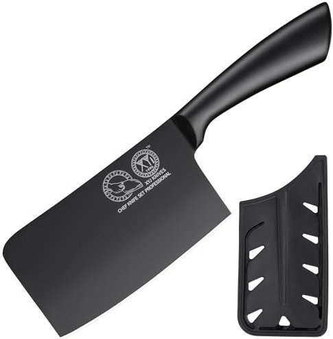 XYJ Coltello da cucina in acciaio inox, affilato come un rasoio, mannaia da 6 pollici per il taglio della carne, taglierina cinese professionale per verdure, coltello da cucina con fodero