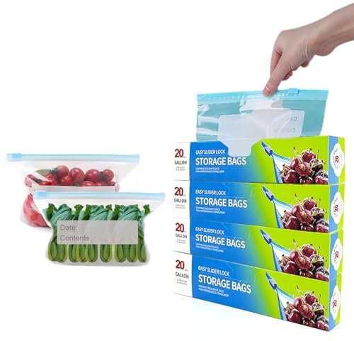 80 Pcs Food Storage Bags, Zip Lock Freezer Bag 23 * 15 * 5cm (9 * 5.9 * 1.9 inches), Zip Seal Bags Ideal for Preserving Freshness of Fruits, Vegetables, Meat, Grains, Snacks, Sandwich etc