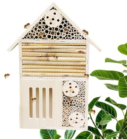 Mlllokfki Bienenhaus aus, Gartenbienenhaus | Schmetterlingshotel aus Naturholz – Bienenbox für den Außenbereich, Gartendekoration und elegant, zur Verbesserung der