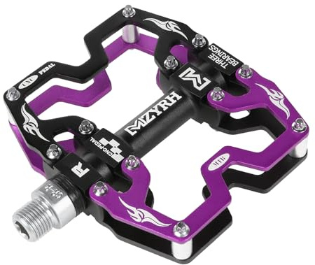MZYRH Flachpedal, Aluminium, 9/16 Zoll, für Mountainbike, Rennrad, Schwarz / Lila