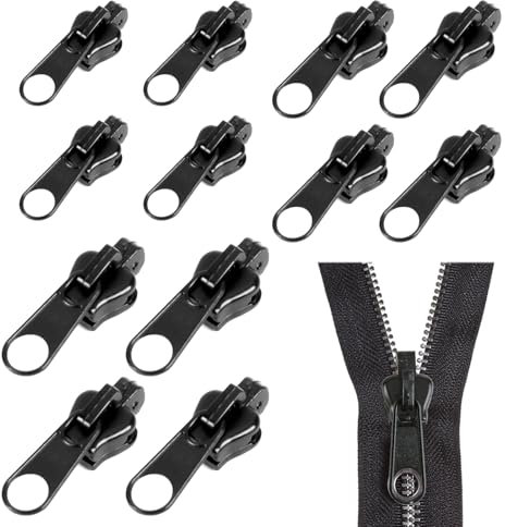 Caybats 12er Pack Reißverschluss Ersatz Schieber Set in Drei Größen - Universal Zipper für Jacken, Koffer & Rucksäcke, Langlebige & Abnehmbare Reißverschlusszieher aus Legierung, Schwarz