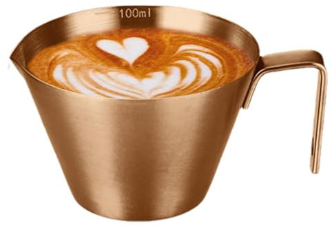 Taza medidora de café expreso de acero inoxidable | Taza de vertido de con báscula - Vasos de chupito de con mango y escala, tazas medidoras de metal para cafeterías