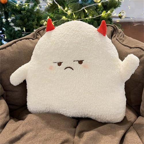 Champracer Halloween Geister Plüschtier, Gespenster Plüsch Kissen, 40cm Geisterförmige Wurfkissen, Geister Dekokissen für Wohnzimmer, Arbeitszimmer, Sofa (A)