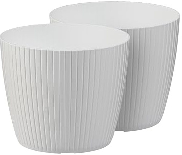 Tymar Übertopf, Blumentopf, 2er-Pack, Blumenübertopf, Kunststoff (Weiß; ø 40 cm)