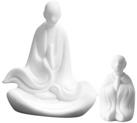 Cabilock 2stücke Mönchsstatue Tischdekoration Porzellan Figuren Schrank Ornament Mönchsschmuck Für Teetisch Wohndekor Mönchsdekor