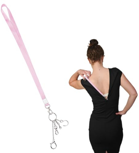 SUPERFINDINGS 1Pied Zip Assist Tireur de fermeture éclair pour robe en polyester 58cm Tireur de fermeture éclair Extension de fermeture éclair de robe Fermeture éclair perlée, rose