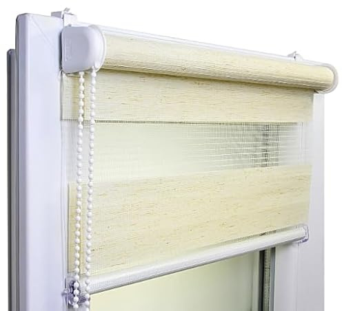 Rollos für Fenster ohne Bohren Klemmfix – Doppelrollo Tag Nacht Duo Rollo – Fenster Rollos für Innen Klemmfix ohne Bohren – 104 x 150 cm – Beige – Voppi
