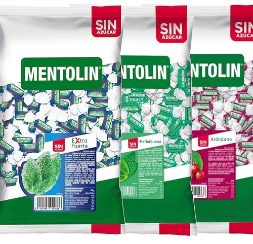 MENTOLIN PACK 3 Kg caramelos sin azúcar garganta Extra Fuerte & Hierbabuena & Arandano