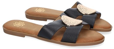 shoes&blues.es Sandalia Planas de Mujer, Comodas y Elegantes con Diseno Moderno con Adorno en la Pala, Ideales para Primavera-Verano.