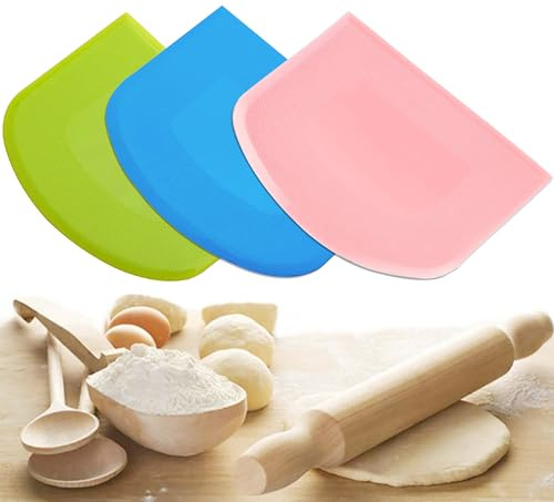 Qenovo® 3 pezzi per pasta in silicone, senza BPA, plastica PE di qualità alimentare, flessibile, accessorio per il pane per tagliare l'impasto del pane.