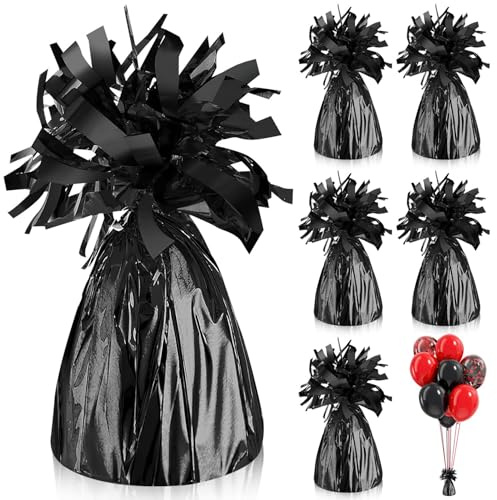 BSTDAYEVER Peso para Globos de Helio Cono Pesas Para Globos Pesas de Globo con Lámina Metálica 6Pz 170g/Pz Colgantes Pesados para Globo Negro para Fiesta de Cumpleaños Boda Celebración