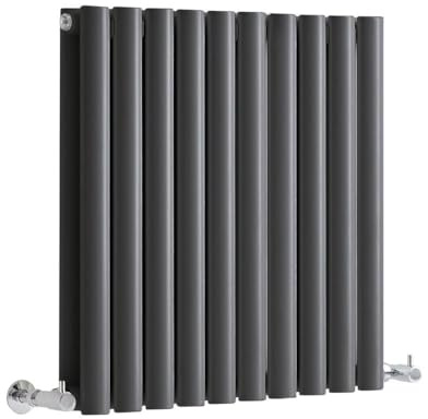 MILANO Anthracite Horizontal Double Oval Panel Radiator 600 x 590mm