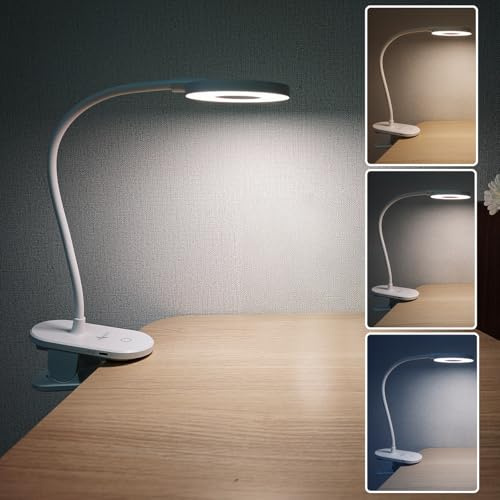 Lunartec Leseleuchte: Akku-Touch-Leselampe mit Klemmhalterung und Schwanenhals (LED-Clip-On-Leselampe, Klemmleuchte dimmbar, Buch)