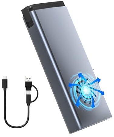 Luobannm Carcasa para SSD M.2 de 20 Gbps con Ventilador de Refrigeración, USB-C 3.1, Protocolo Dual, Alta Velocidad, para Discos Duros Externos 2242, 2260 y 2280.