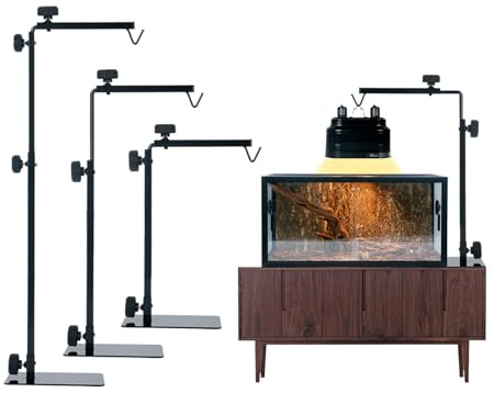 GVWRATW Adjustable 16.6-31 inch Metal Reptile Lamp Stand – Versatile Floor Light Holder for Terrarium Heat Lamps & Dome Shades, Perfect for Glass Reptile Enclosures & Heating Bulbs.