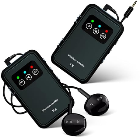 TEHAUX Système de Monitoring sans Fil in Ear avec Émetteur et Récepteur Audio Latence Multi Canaux Clair et Transmission sans Câble pour et Concerts