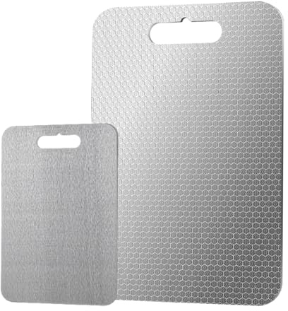 Tabla De Cortar De Acero Inoxidable | Tapete Para Picar De Doble Cara Apto Para Lavavajillas | Tabla De Cortar De Acero De Cocina Resistente Para Carne, Verduras, Frutas, Pasteles, Preparación De