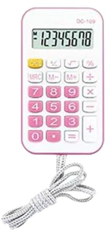 Acouto Mini-Taschenrechner mit Trageseil, Kleiner Tragbarer Basisrechner, Einfache und Effiziente Bedienung, für Studenten, Schul- und Bürobedarf, Tischrechner für Alltägliche (PINK)