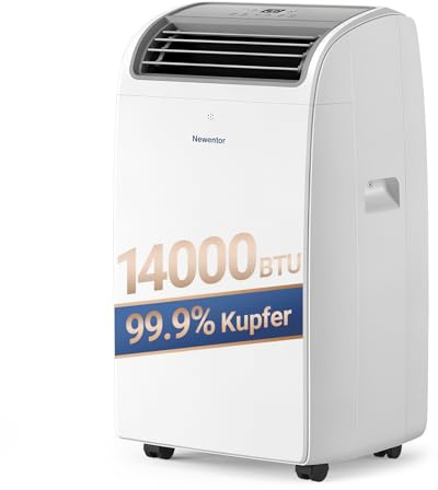 Newentor mobile Klimaanlage 14000 BTU, Klimaanlage mobil mit Abluftschlauch für Räume bis 50㎡, kühlen/entfeuchten/ventilieren mit Fernbedienung
