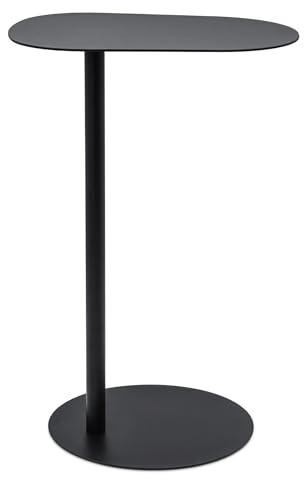 Spetebo Metall Beistelltisch oval schwarz matt - 35 x 25 cm - Couchtisch im Bistrotisch Design - Wohnzimmertisch Dekotisch Blumentisch Telefontisch Ablagetisch Deko Tisch in Stehtisch Optik