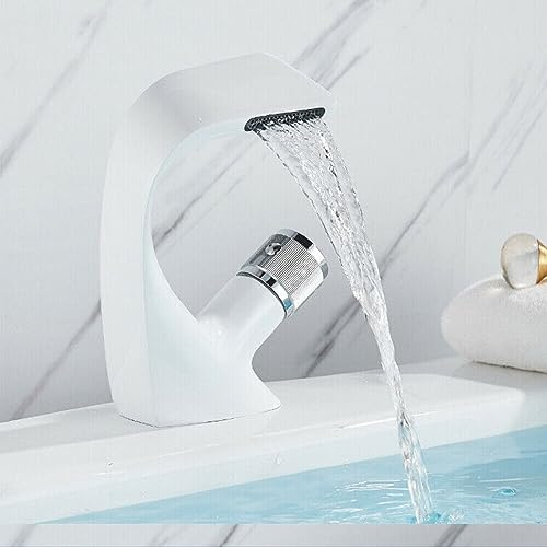 PBTERDTF Wasserhahn Bad Wasserfall Mischhähne Waschtisch-Einhebelarmatur Modern Hotelbecken Waschtischarmatur Theke Wasserhahn Niedrige Auslaufhöhe Wasserhahn (Weiß)