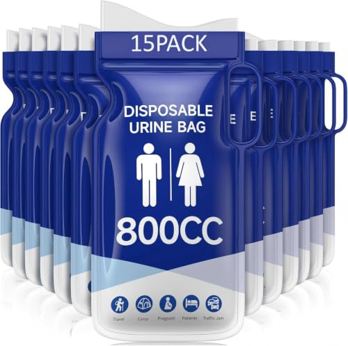 Carehabi Sac d'urine jetable pour Les déplacements, 800 ML, Toilette Mobile d'urgence pour Camping, Voyage, embouteillage, Voiture