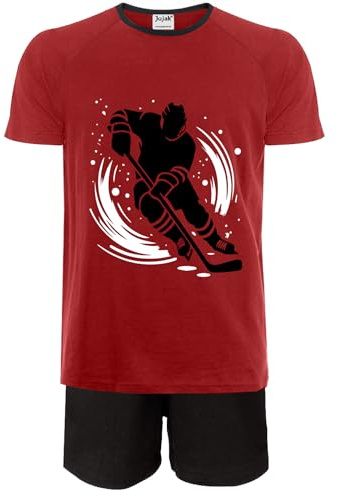 Jujak Kids Ice Hockey Short Pyjamas Pjs Cotton Loungewear