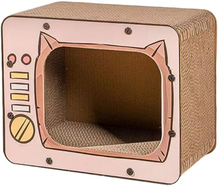 Casa De Cartón Para Gatos Cama de Cartón en Forma de Televisión | Cama Rascador Casa Interior Para Gatos Protector para Sofá Puerta Alfombra Muebles