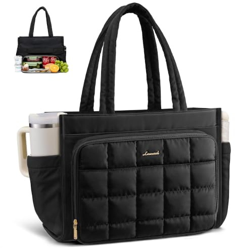 LOVEVOOK Puffer Sac à main pour ordinateur portable pour femme avec compartiment repas