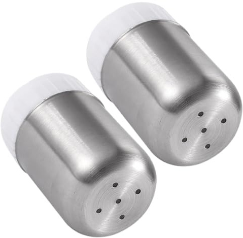 Sosoport Set 2 Pezzi Contenitore Spezie e Pepiera in Acciaio Inossidabile e Plastica, Dispenser Sale e Pepe 5 Fori, Argento